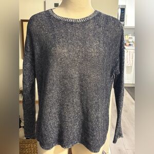 Eileen Fisher Heathered Navy Linen Sweater. size S Petite